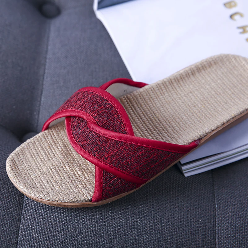 2021 Summer Flats Shoes Woman Casual Sneakers Flat Home Slippers Beach Linen Sandals Flip Flops intersect Women Indoor Slipper | Обувь