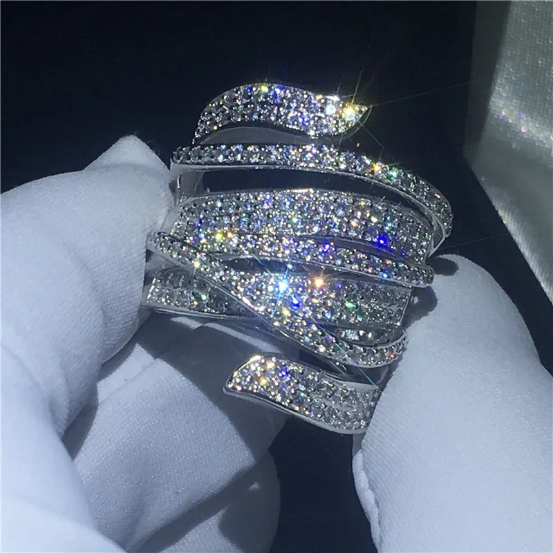 Женское кольцо с большим крестом Vecalon обручальное из стерлингового серебра 925