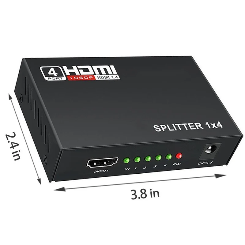 NewBEP HD 1X4 HDMI сплиттер 1 вход 4 выхода 1080P 3D адаптер питания для ПК ноутбук с HDTV
