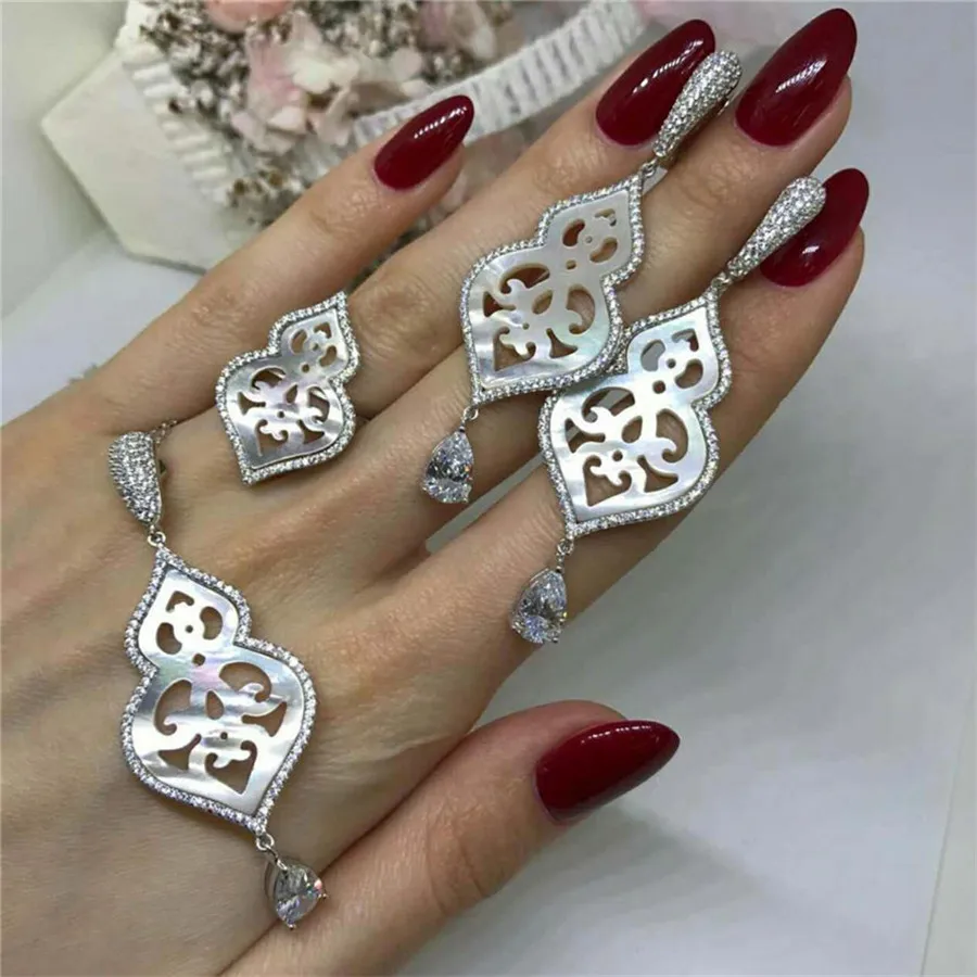 CP151 роскошные дизайнерские модные 925 пробы серебро Свадебная вечеринка Jewelry