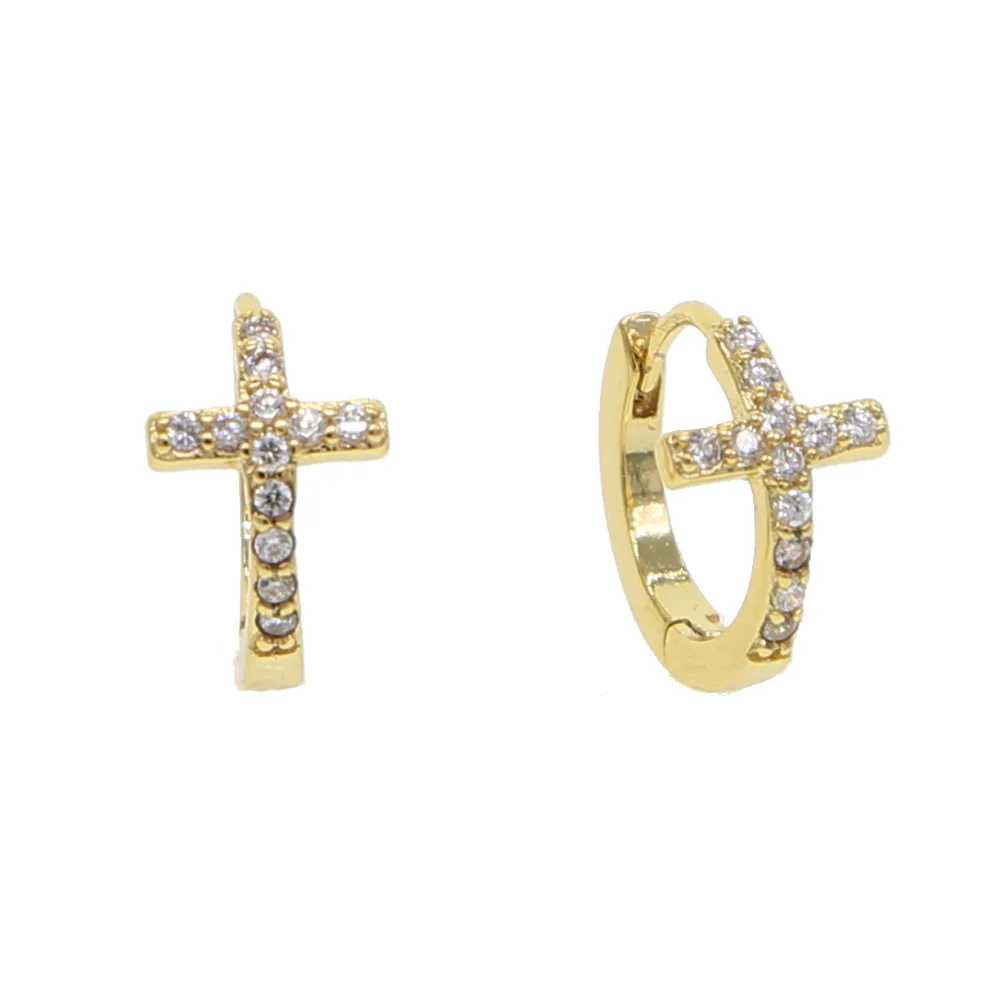 

Hot sell Cute New Romantic Small cross Gold/Silver color Lovely Cross Shape Hoop Earrings for Women Party Girlfriend Gift