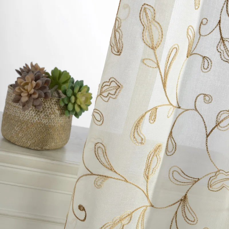 Тюлевые занавески с вышитыми цветами тыквы для гостиной современные прозрачные