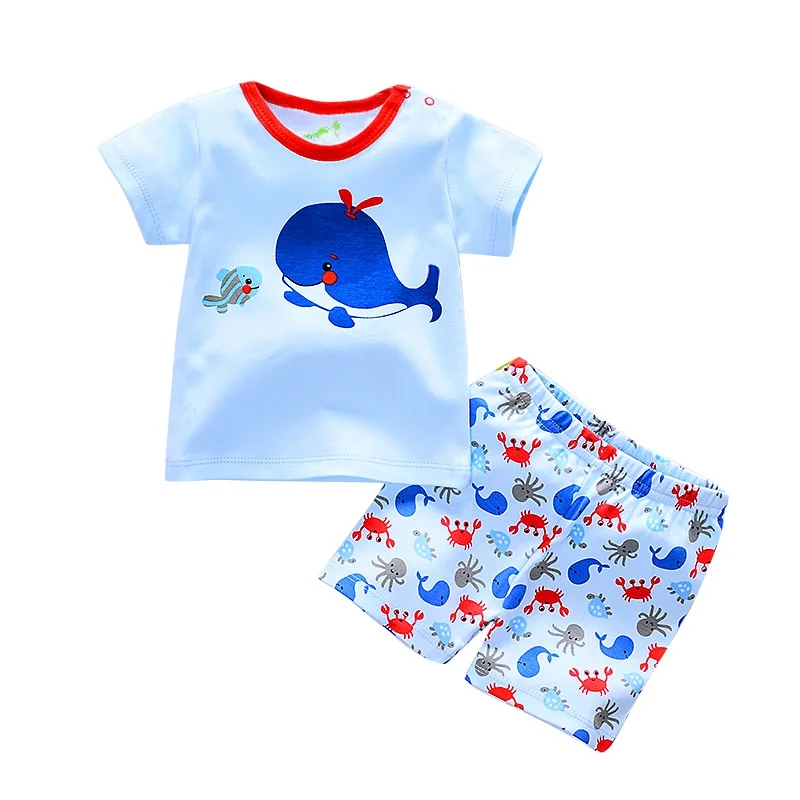 2019 new baby summer clothing sets boys girls short sleeve tshirt+shorts pcs kids lovely printed suit mix degin | Детская одежда и