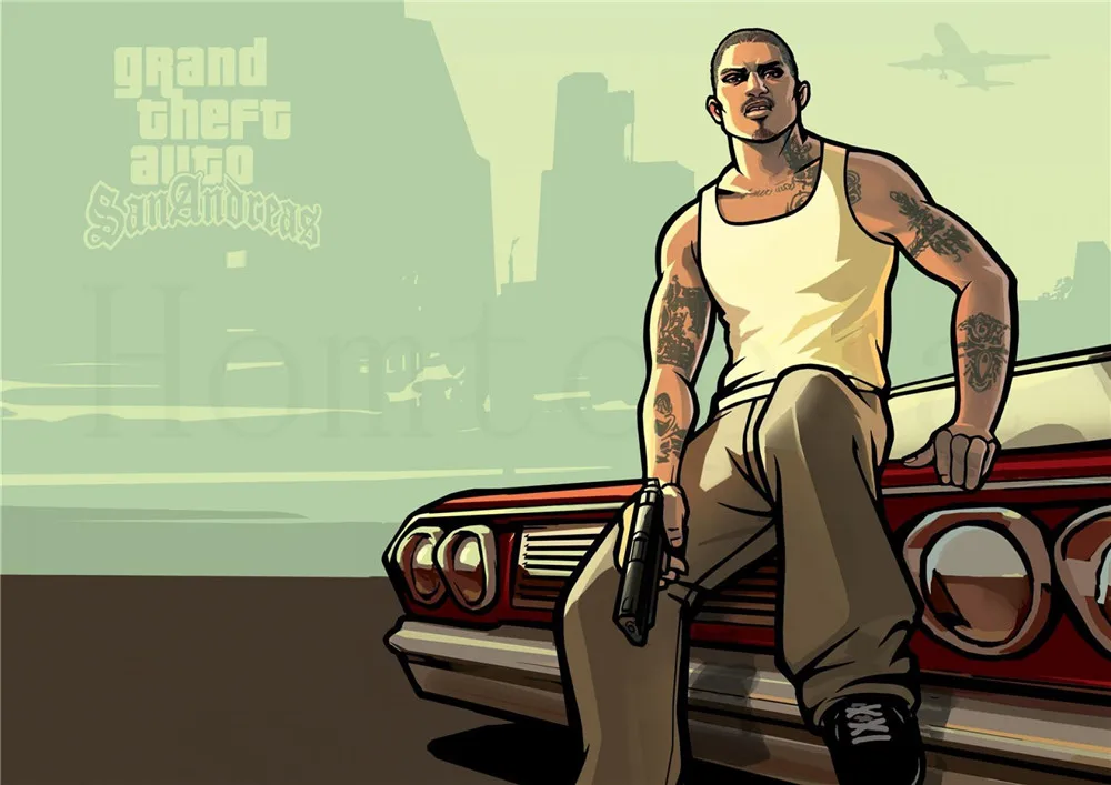 Grand Theft Авто постеры игры наклейки на стену с белым покрытием бумага печатает Высокое разрешение украшение дома гостиная спальня бар - Цвет: Цвет: желтый