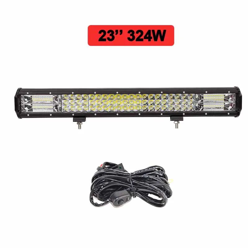 324w with wire kit " 20" 3" 34 дюймов 3 ряд Светодиодный светильник для внедорожника 4x4 4WD Atv 4WD Suv вождения мотоцикла светильник для грузовика светодиодный фонарь для работы авто лампа - Цвет: 324w with wire kit