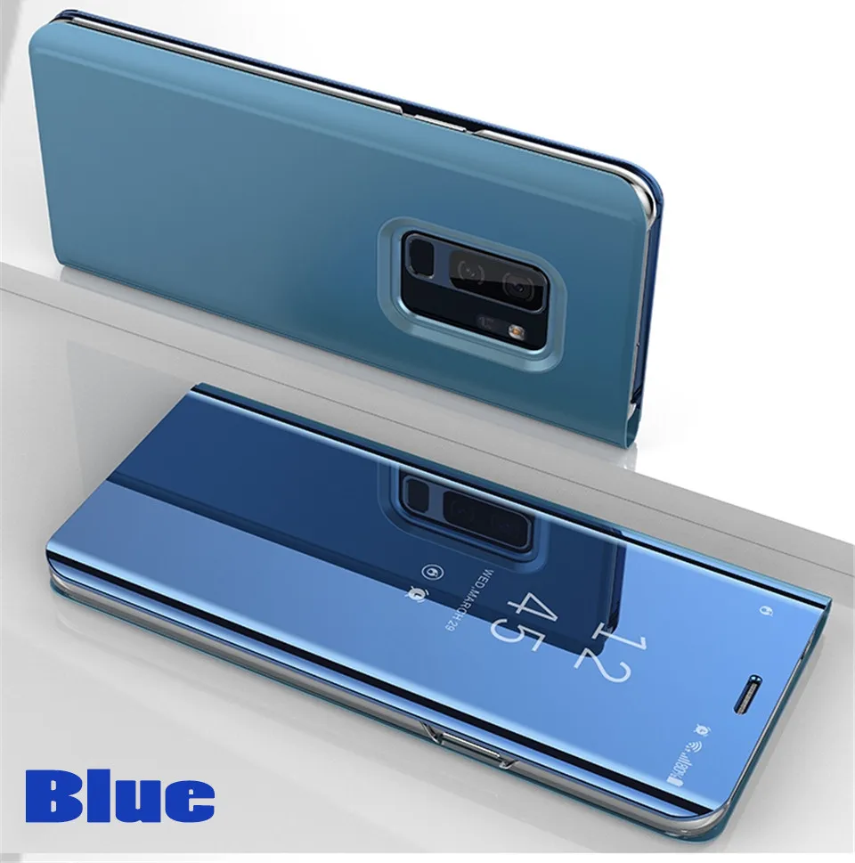 Blue Зеркальный флип-чехол для samsung Galaxy A50 A7 S8 S9 S10 Lite S7 Note 8 9 J8 J6 J4 Plus A20 A30 A40 A70 A90 M20 M10 A10 крышка - Цвет: Blue