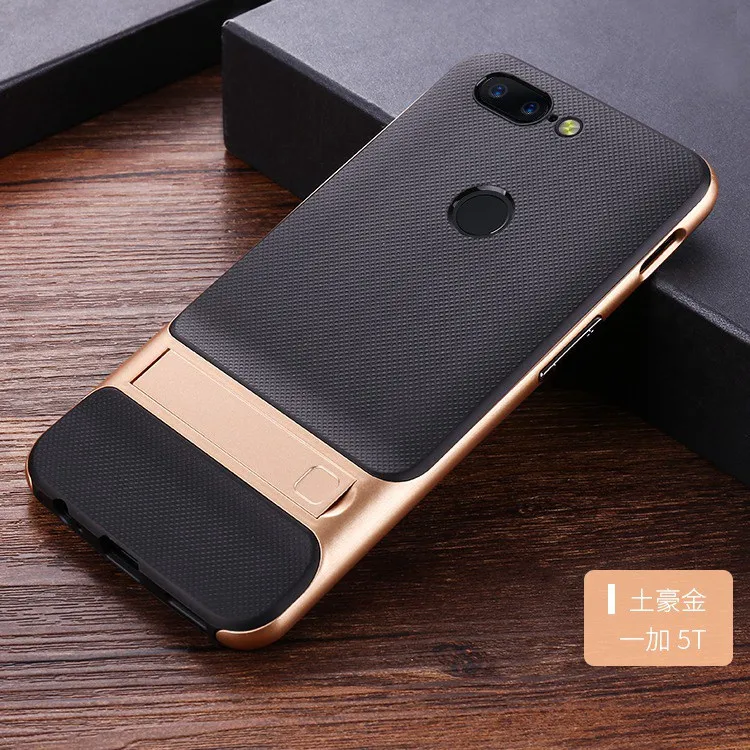 Plaid Gold Для Oneplus 5 лет случае 360 Защитный с выдвижной ножкой PC+ TPU ударопрочность держатель чехол для Oneplus 5 T чехол для телефона Coque для Oneplus 3t - Цвет: Plaid Gold