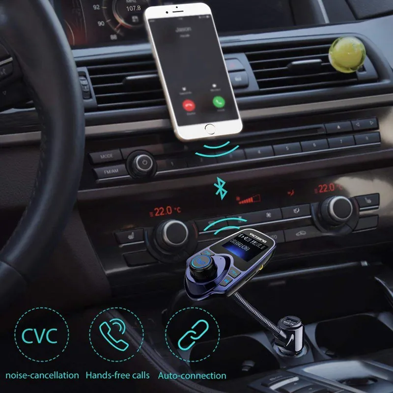 VicTsing, Bluetooth, fm-передатчик, автомобильный комплект, 1,44 дюймов, экран, беспроводной радио, Автомобильный mp3 плеер, Bluetooth, fm-передатчик, модулятор