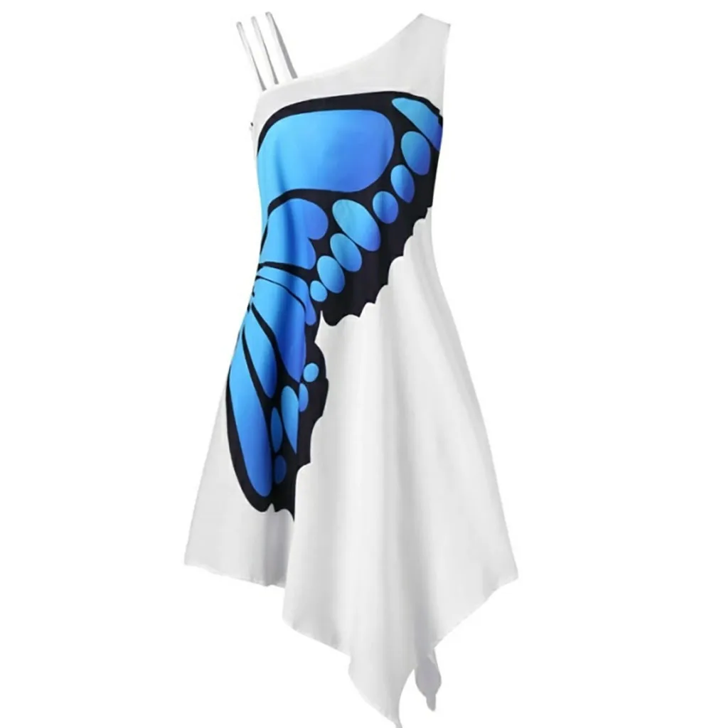 Свободное страусиное платье для женщин с рисунком бабочка без рукавов свободное