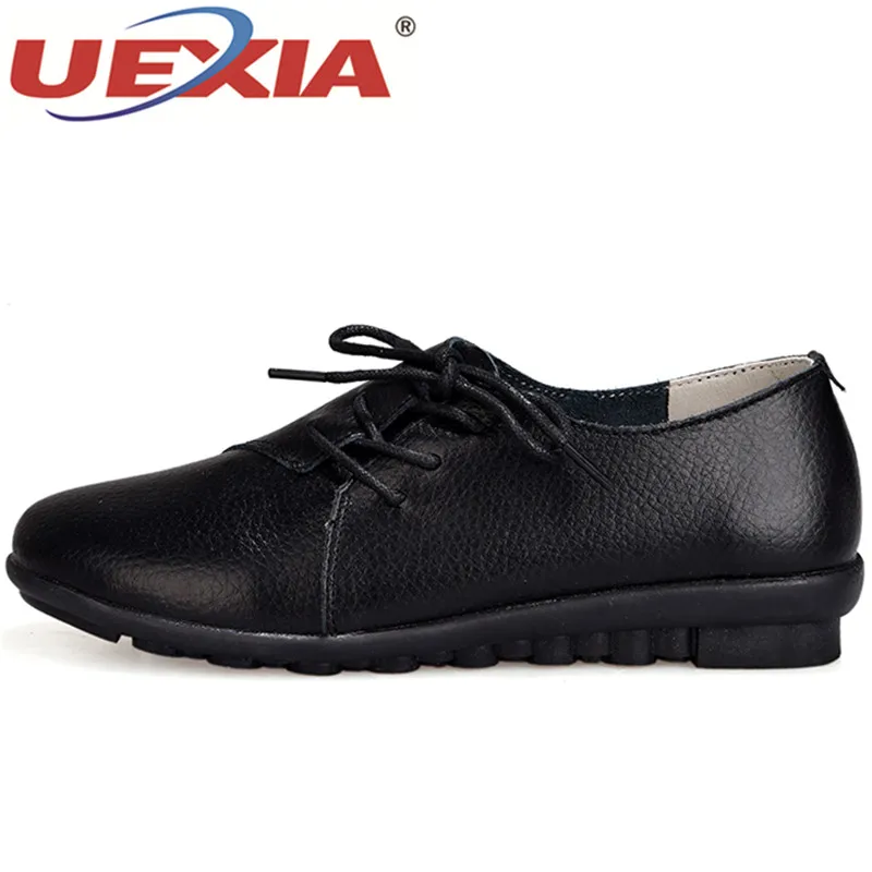 UEXIA womens shoes Woman Leather Flat Shoes Fashion Hand-sewn Loafers Female hole Women Flats Breathable | Обувь