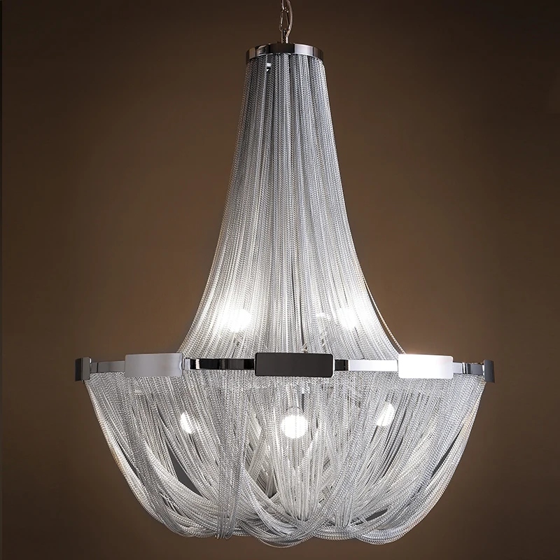 New Design Italy Tassel Pendant Light Silver Aluminum Chain Lamp Lamparas Lustre Led E14 Pendientes Post Modern Hanglamp | Освещение