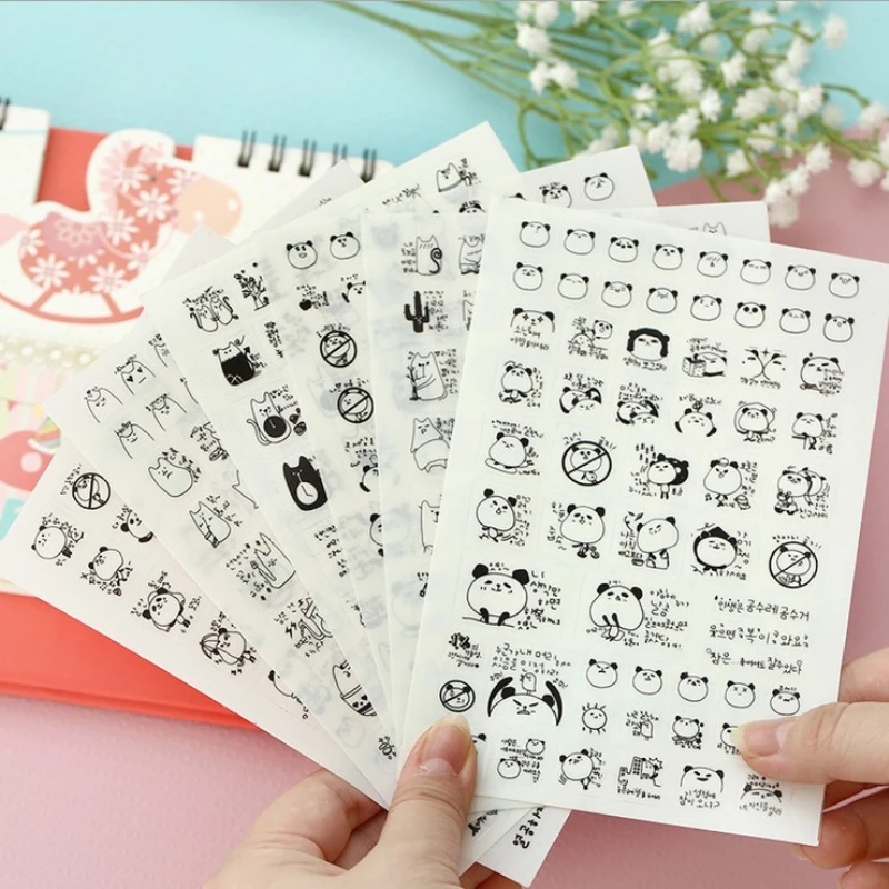 (6 листов/партия) милая панда Кот кавайный стикер школьные офисные канцелярские