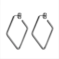de44 titanium rhombus shape black plated earrings height 40mm vacuum plating no fade allergy free