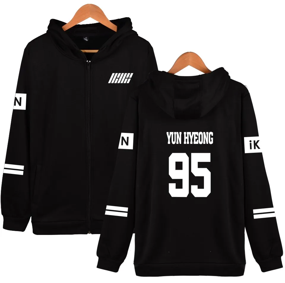 WEJNXIN KPOP IKON BI BOBBY концертный альбом толстовки на молнии Женская Повседневная Harajuku Женская толстовка большого размера Moletom Feminino - Цвет: Black 95YUN HYEONG