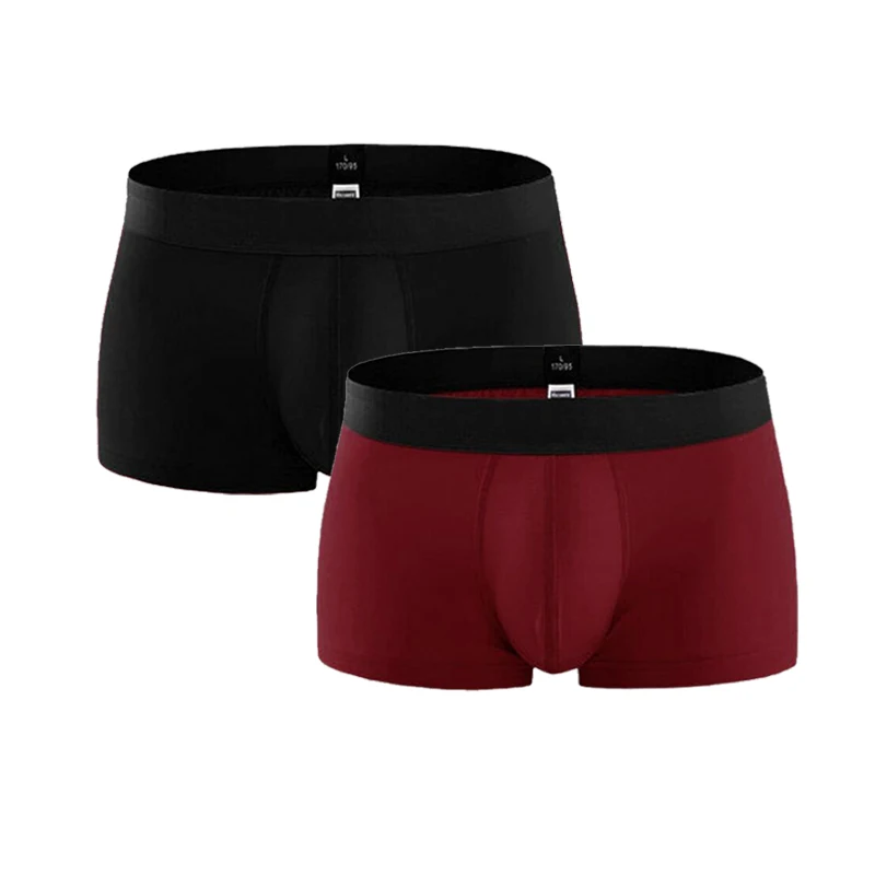 black red 2 шт./лот трусы мужские хлопок Мужчин's Штаны короткие дышащие Innerwear боксеры под Штаны мужские трусы боксеры хлопковые о - Цвет: black red