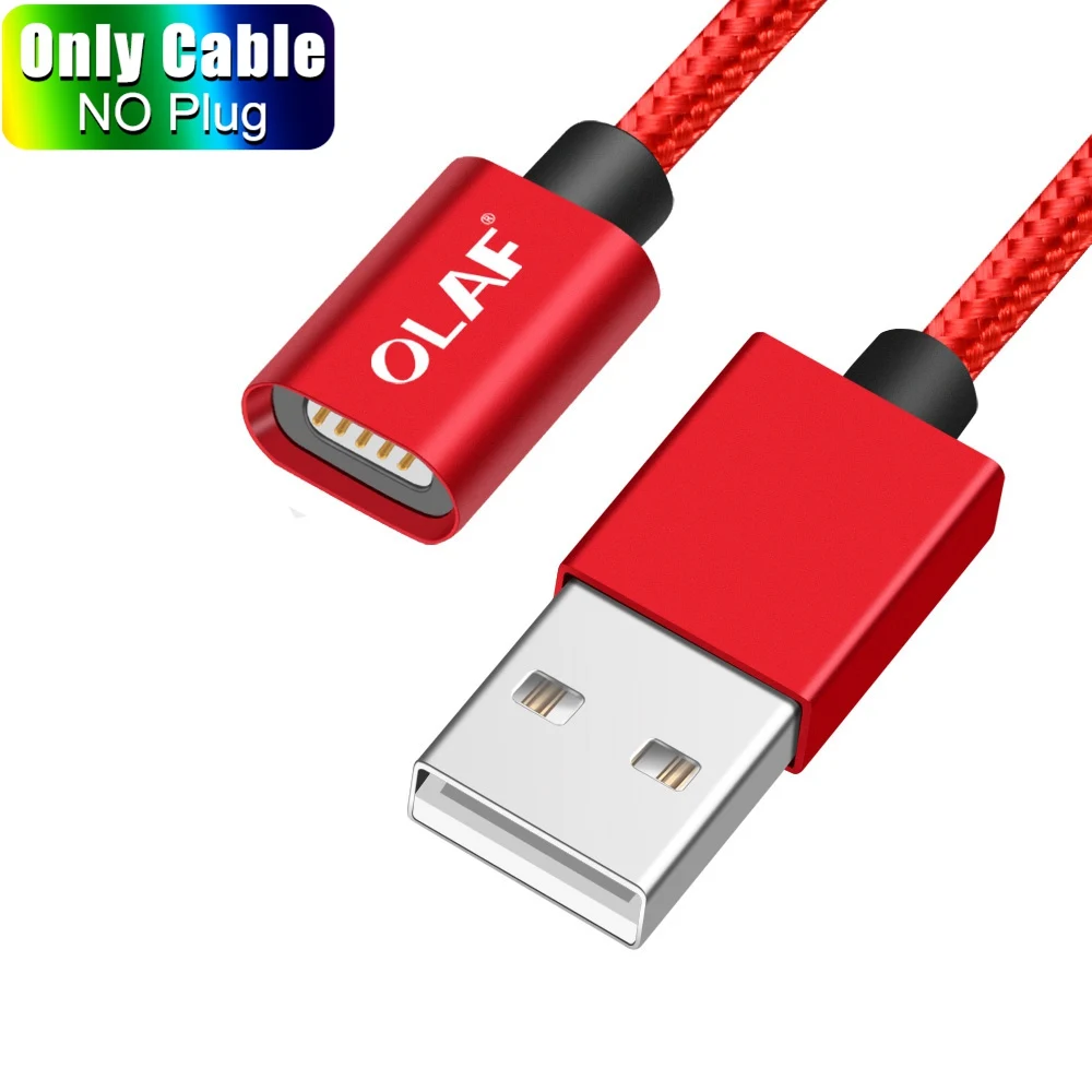 Red Cable No Plug Олаф магнитное зарядное устройство usb type C Micro USB кабель провод для быстрой зарядки штекер type-C Магнитный кабель для iPhone samsung Xiaomi huawei - Цвет: Red Cable No Plug