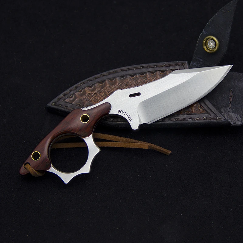 Mini Rescue Neck Knife Rose Wood Handle Tactical Fixed Blade Outdoor Straight Knives Hunting Survival Tools Multi |