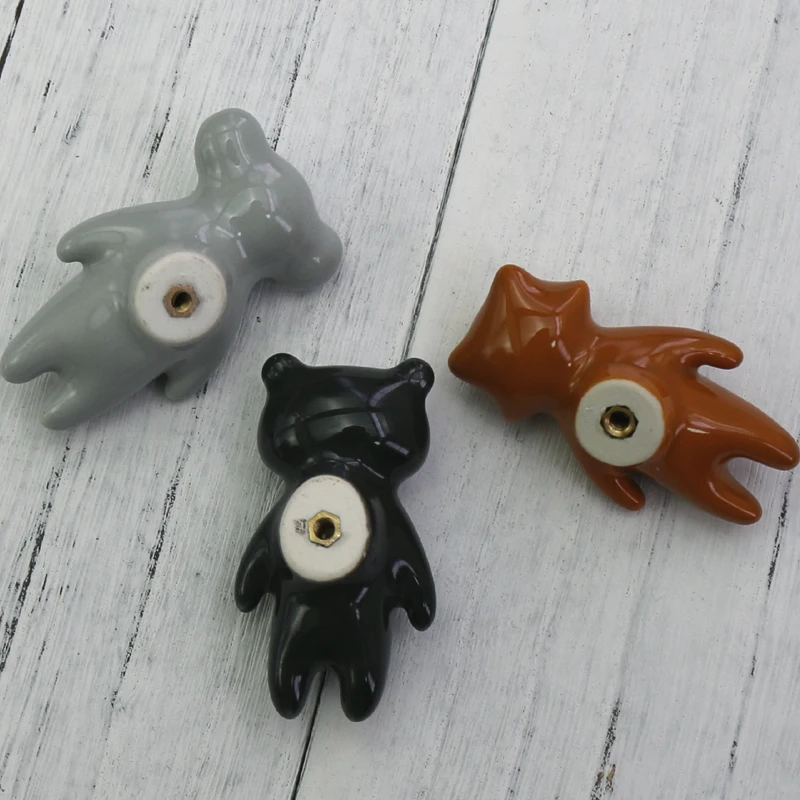 1x Керамические ручки для ящиков Мультяшные шкафа Необычные Модные мебельные