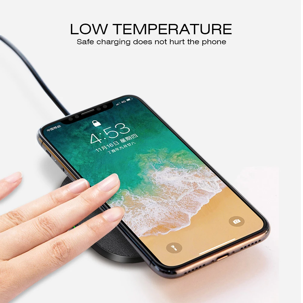 Ascromy 10 Вт Qi Беспроводное быстрое зарядное устройство для iPhone XS MAX XR X 8 Plus Зарядка