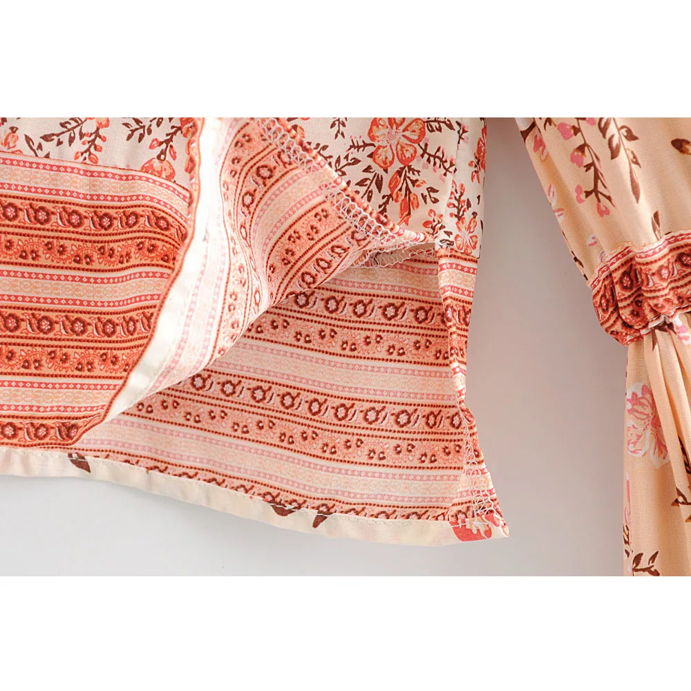 

Summer Women Maxi Dress Retro Bohemian Sexy Deep V-neck Floral Print Beach Dress Boho Chic Hippie Robe 2019 Vestidos Long Dress