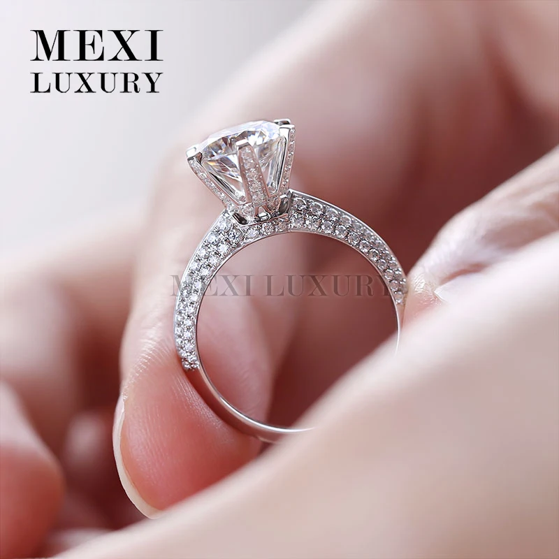 18 К белого золота Обручение кольцо с 2.0ct moissanites обручальные кольца|Кольца| |