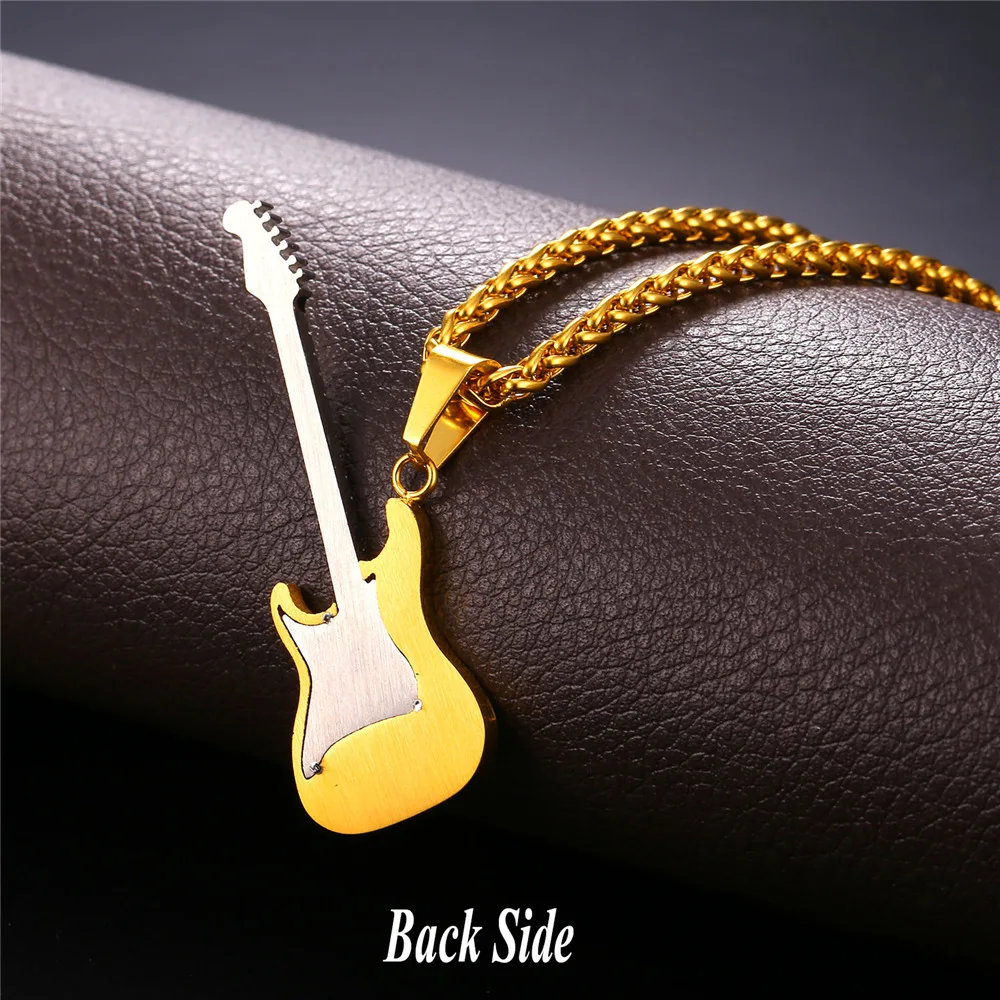 Гитарное ожерелье для мужчин ювелирные изделия ошейник золотого цвета черный
