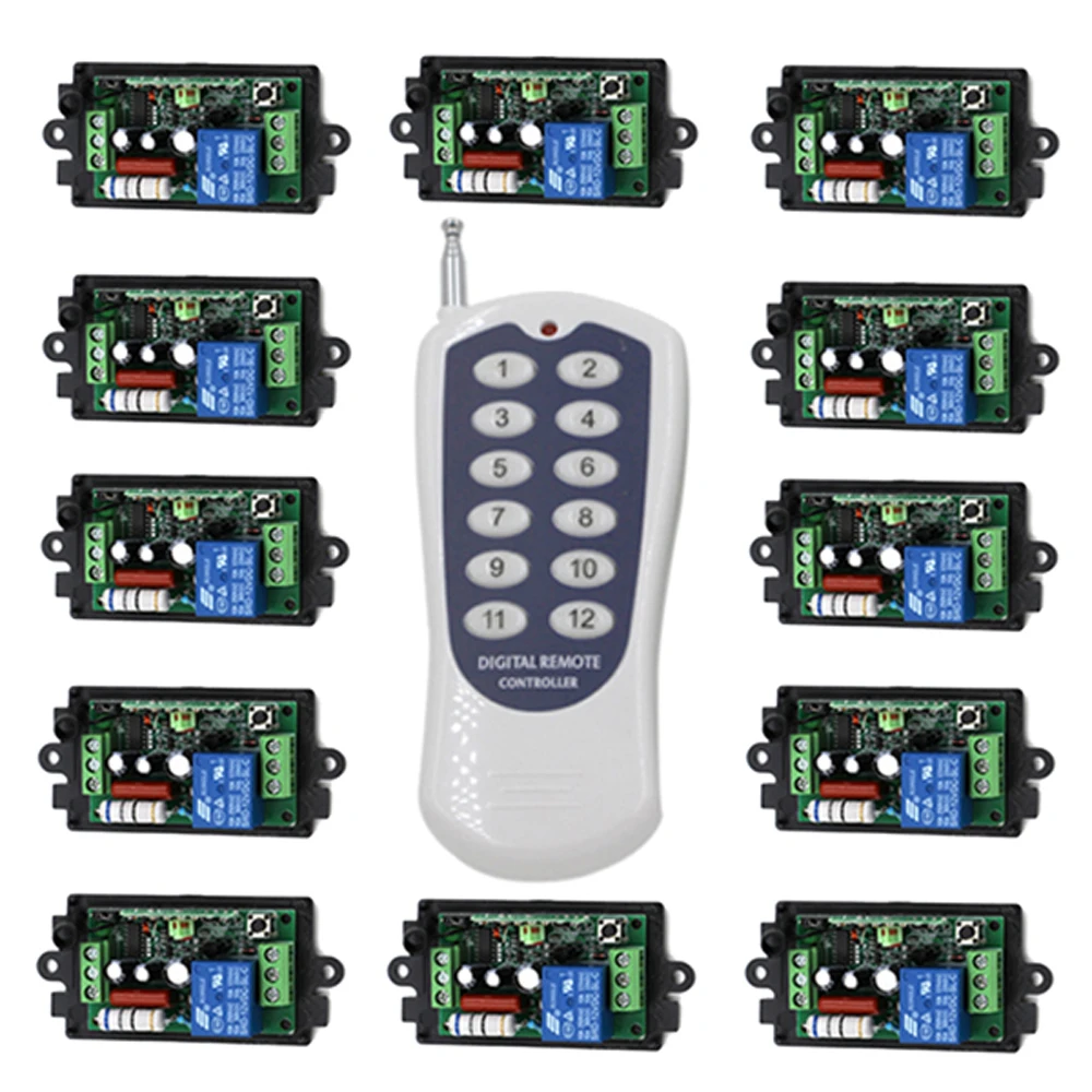 

AC 110V/220V 10A 1 Channel Wireless Remote Control Switch 1 CH 1CH Relay Receiver RF Transmitter 315MHz 433Mhz