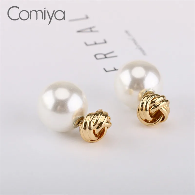 Comiya Gotic Fashion Dangle Earrings For Women Gold Color Zinc Alloy Boucle d'oreille Acrylic Pearl Ball Indian Drop Earring | Украшения