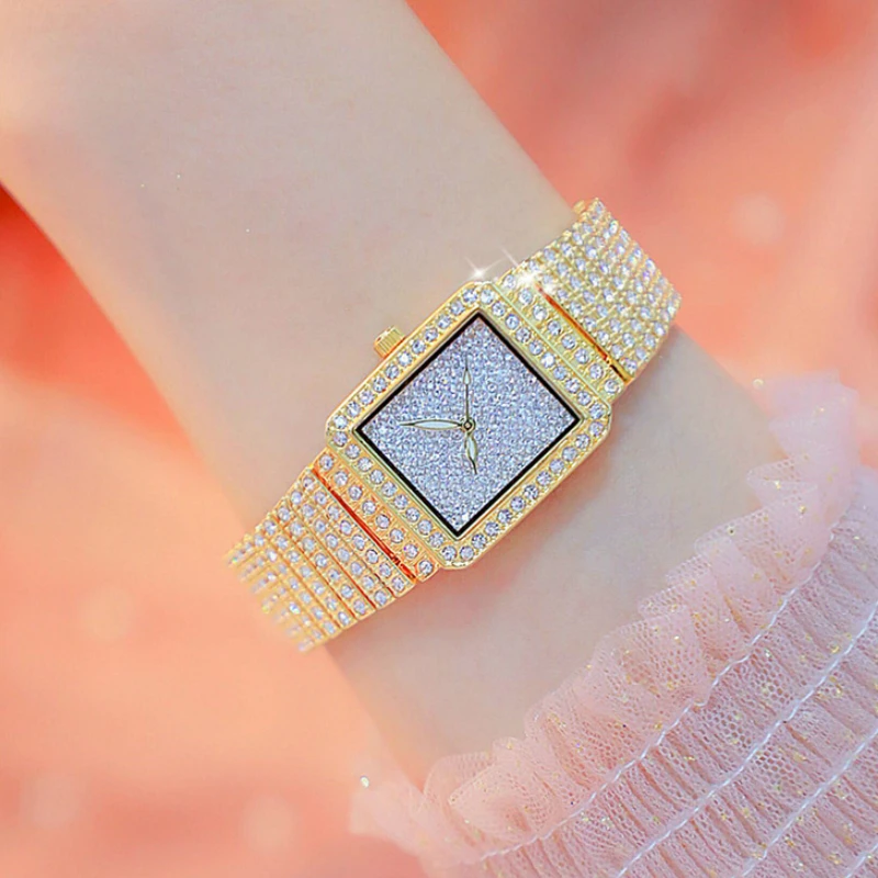 Роскошные женские часы со стразами 2019 элегантные кварцевые от известного бренда