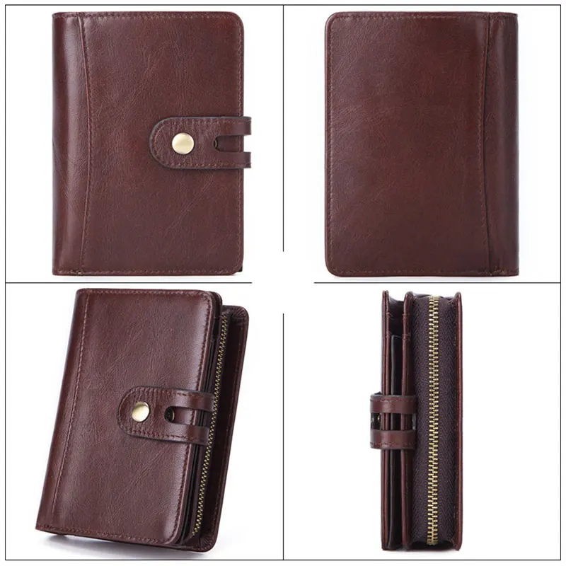 Новое поступление, мужской кошелек из натуральной коровьей кожи, мужской кошелек на застежке, маленький кошелек с карманом для карт, модные кошельки, кошелек из натуральной кожи