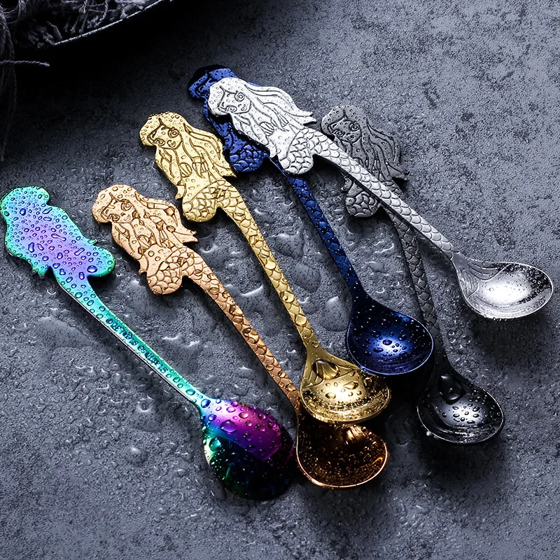 Милая кофейная ложка русалка нержавеющая сталь класса FDA маленькая подвеска