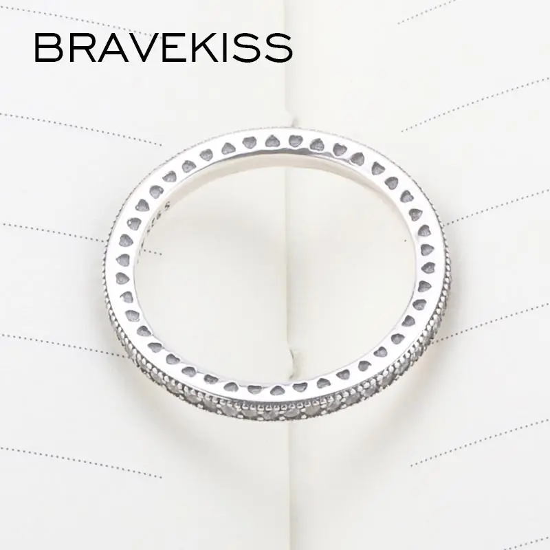 BRAVEKISS модные свадебные повязки 925 стерлингового серебра Вечность Кольца для