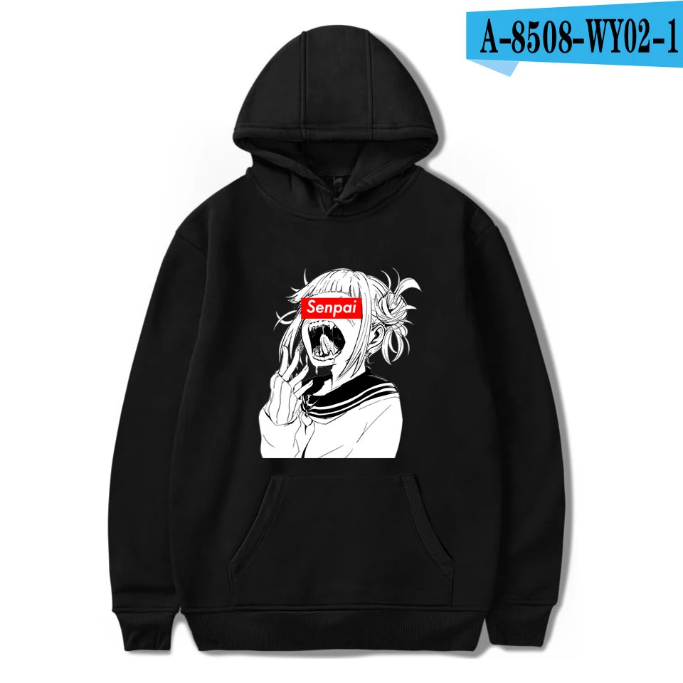 Senpai 2D толстовки женские/мужские модные с длинным рукавом толстовки с капюшоном горячая распродажа Повседневная трендовая уличная поп одежда размера плюс - Цвет: Black