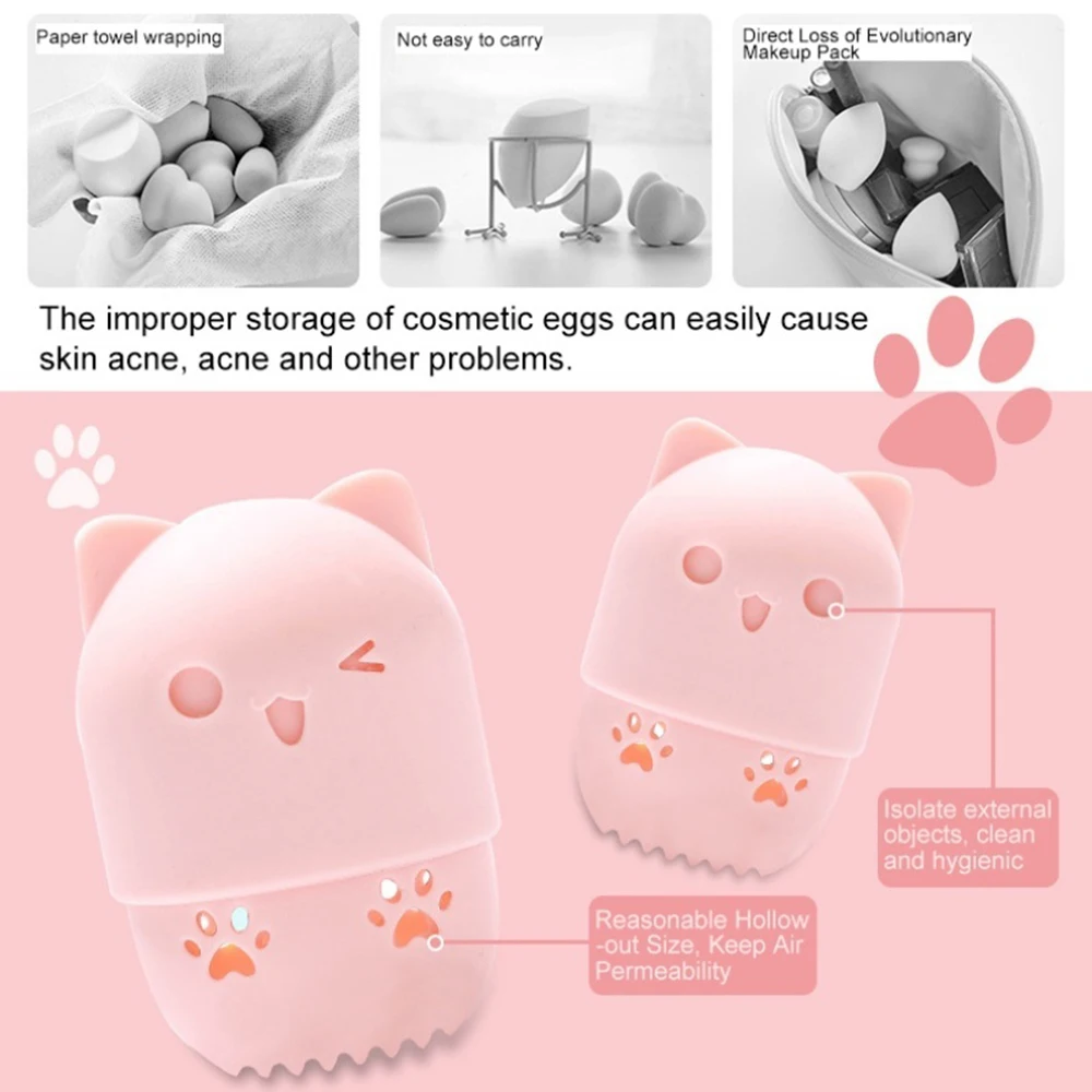 

1PC New Arrival Cute Cartoon Powder Puff Holder Sponge Makeup Egg Drying Case Portable Travel Soft Silicone Cosmetic Box