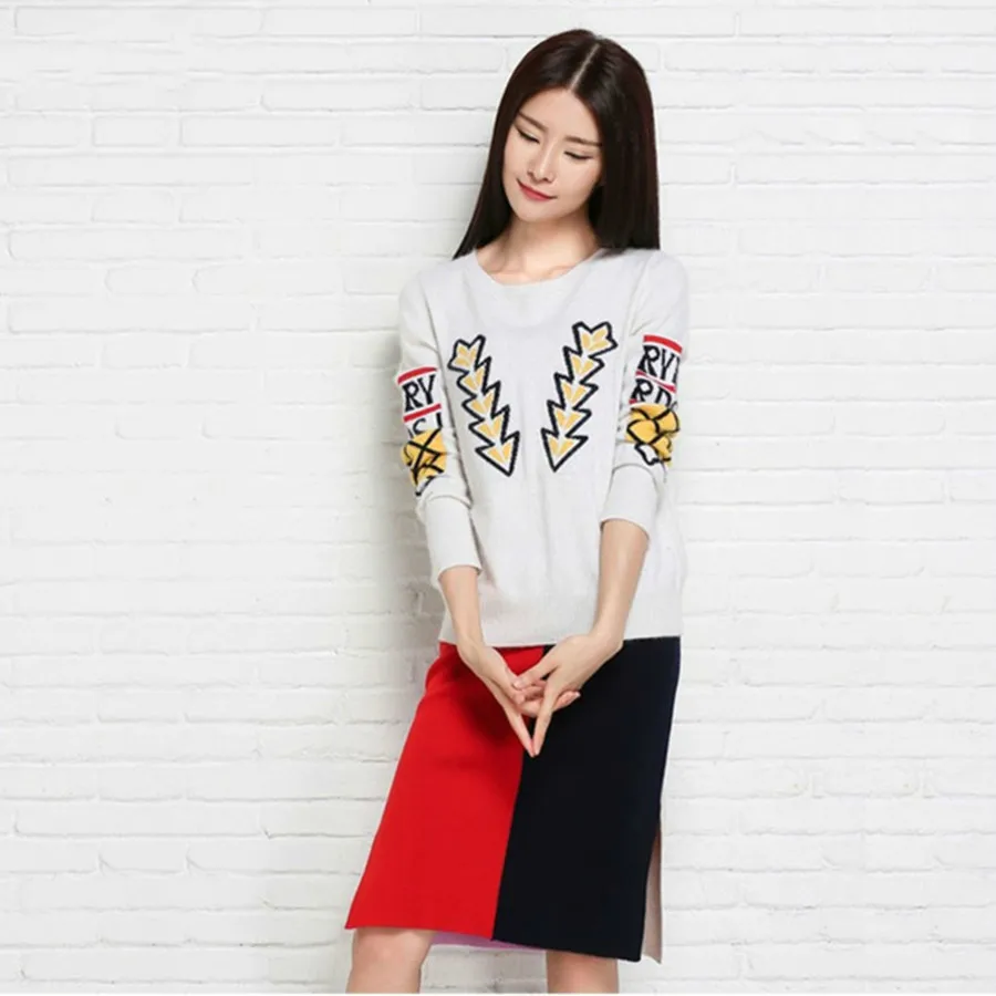 korean fashion spring and autumn new collar cashmere sweater wool women coat sleeve jacquard drop deflection | Женская одежда