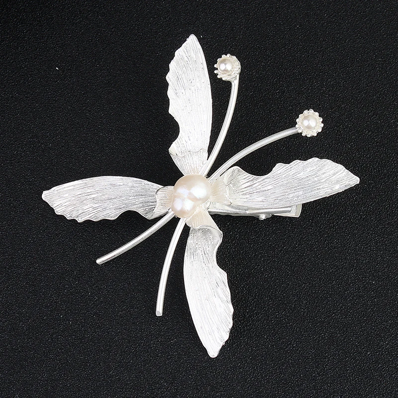 Заколка для волос с пресноводным жемчугом и бабочкой|Украшения волос| |