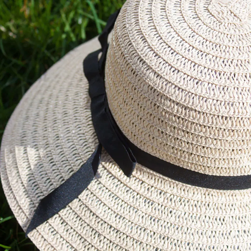 Соломенная шляпа летние шляпы для женщин Chapeau Femme пляжа однотонный бежевый хаки с