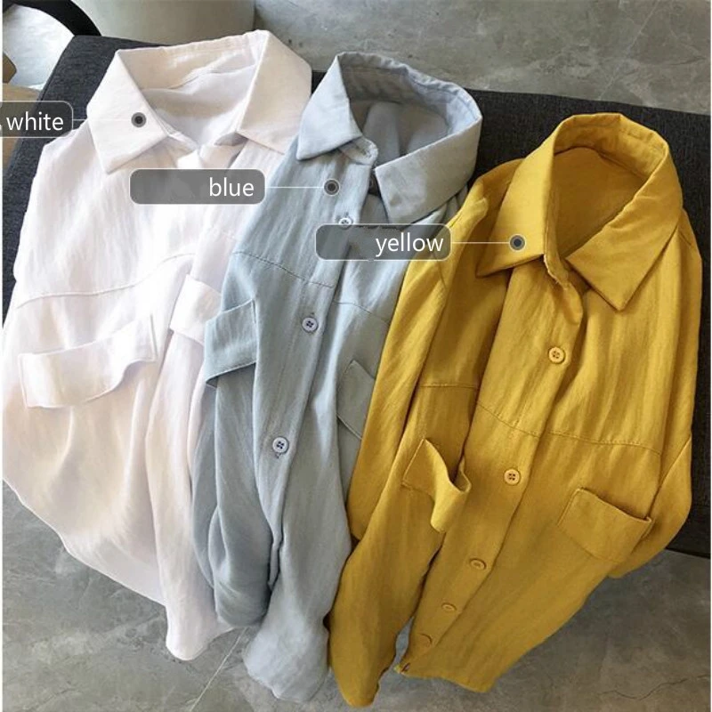 Новая рубашка женский кардиган Свободная Хан веер сплошной цвет длинный рукав