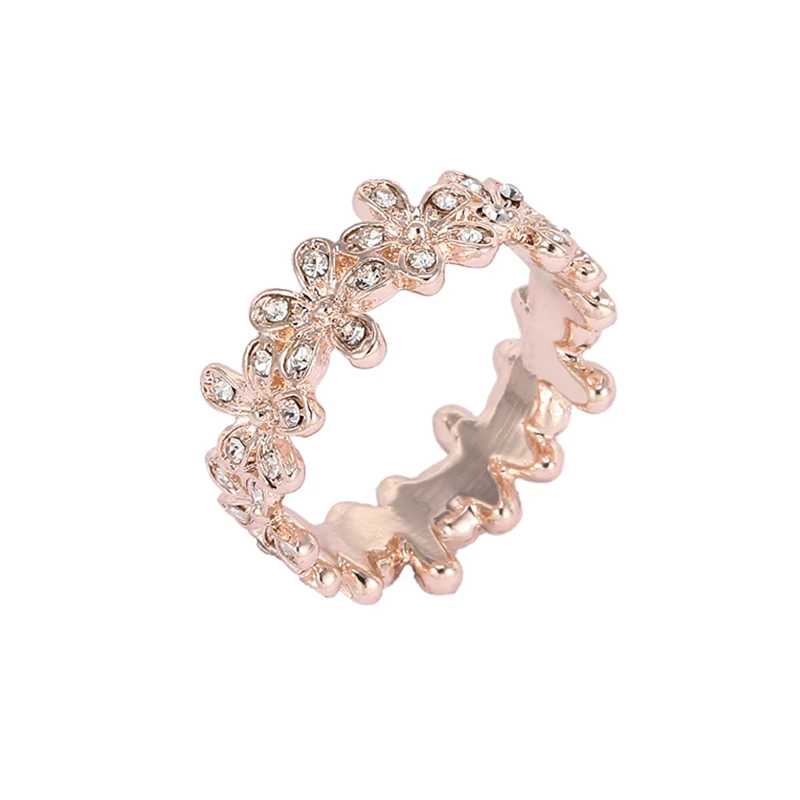 Rose Gold TOGORY Новое поступление Ослепительная Маргаритка подлинный совместимый серебряный цвет хорошее Кольцо Fit jewelry для женщин Свадебные аксессуары - Цвет основного камня: Rose Gold