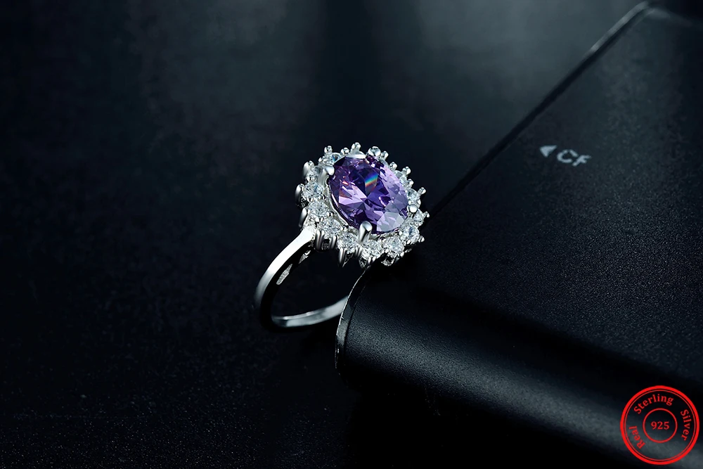 2.0Ct модное Настоящее однотонное 925 пробы Серебряное кольцо, Модный женский подарок, 5А циркониевое ювелирное изделие, фирменное обручальное серебряное кольцо