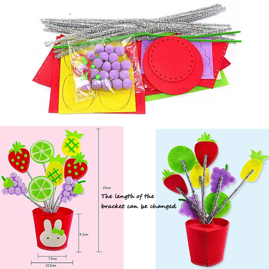 Styles C DIY красочный швейный набор для детей начинающих 3 Ассорти Дизайн швейный узор не-Плетеный цветочный горшок искусство и ремесла развивающие игрушки - Цвет: Styles C