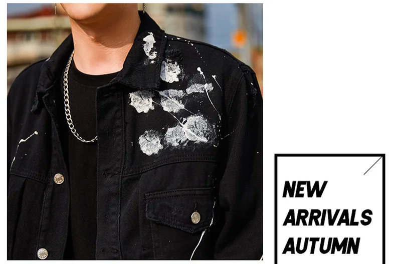 Мужская джинсовая куртка в стиле хип хоп рваная с рисунком граффити брендовая