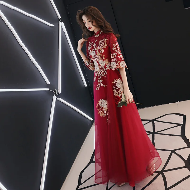 Женское вечернее платье в восточном стиле китайское традиционное Ципао с
