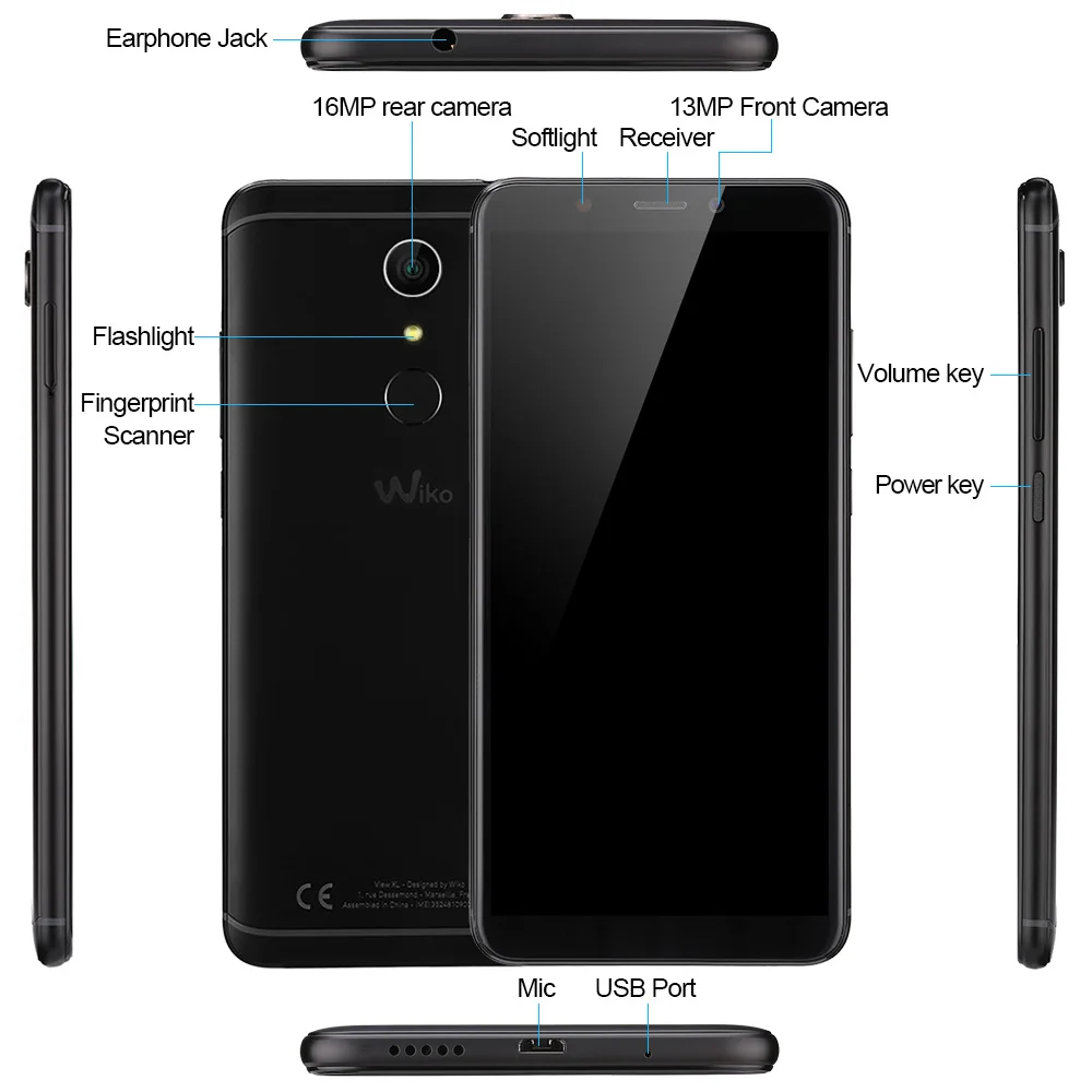 Смартфон Wiko VIEW XL Snapdragon 425 MSM8917 четырехъядерный 5 7 &quotHD + экран 3 ГБ ОЗУ 32 Гб ПЗУ