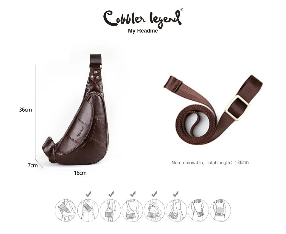Cobbler Legend Натуральная кожа Повседневная яловая нагрудная сумка большой английский стиль Мужская Мобильная Сумка Мужские сумки-мессенджеры 1205086-1