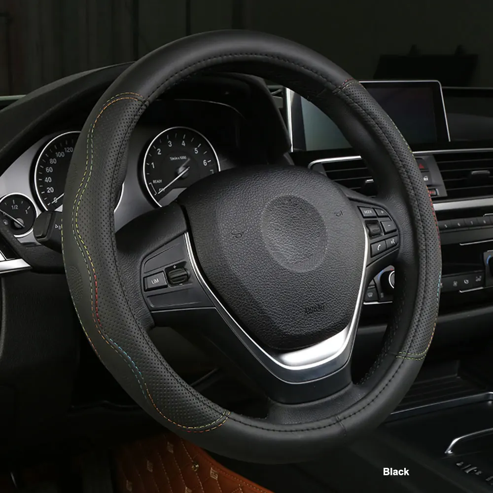 Авто общие стильные чехлы для автомобиля микрофибра рулевое колесо с кожаной