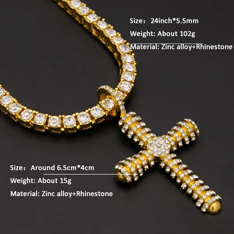 Manerson ювелирные изделия Хип хоп Bling кулон крест со стразами кубинская цепь Европа