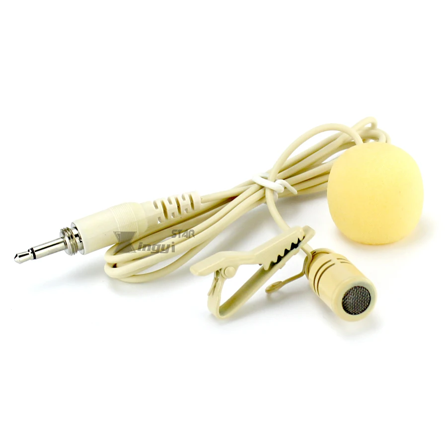 Бежевый петличный микрофон с зажимом для галстука на лацкане резьбой 3 5 мм