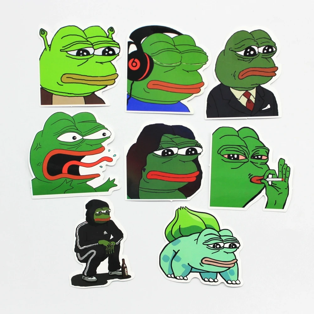 8 шт./лот Pepe Sad Лягушка забавная наклейка для автомобиля ноутбука багаж скейтборд мотоцикл сноуборд телефон наклейка игрушка наклейка s
