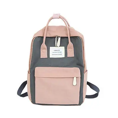 gray-pink Женские школьные сумки для девочек-подростков; популярные парусиновые рюкзаки ярких цветов; водонепроницаемые школьные сумки для ноутбука; Лоскутные рюкзаки - Цвет: gray-pink